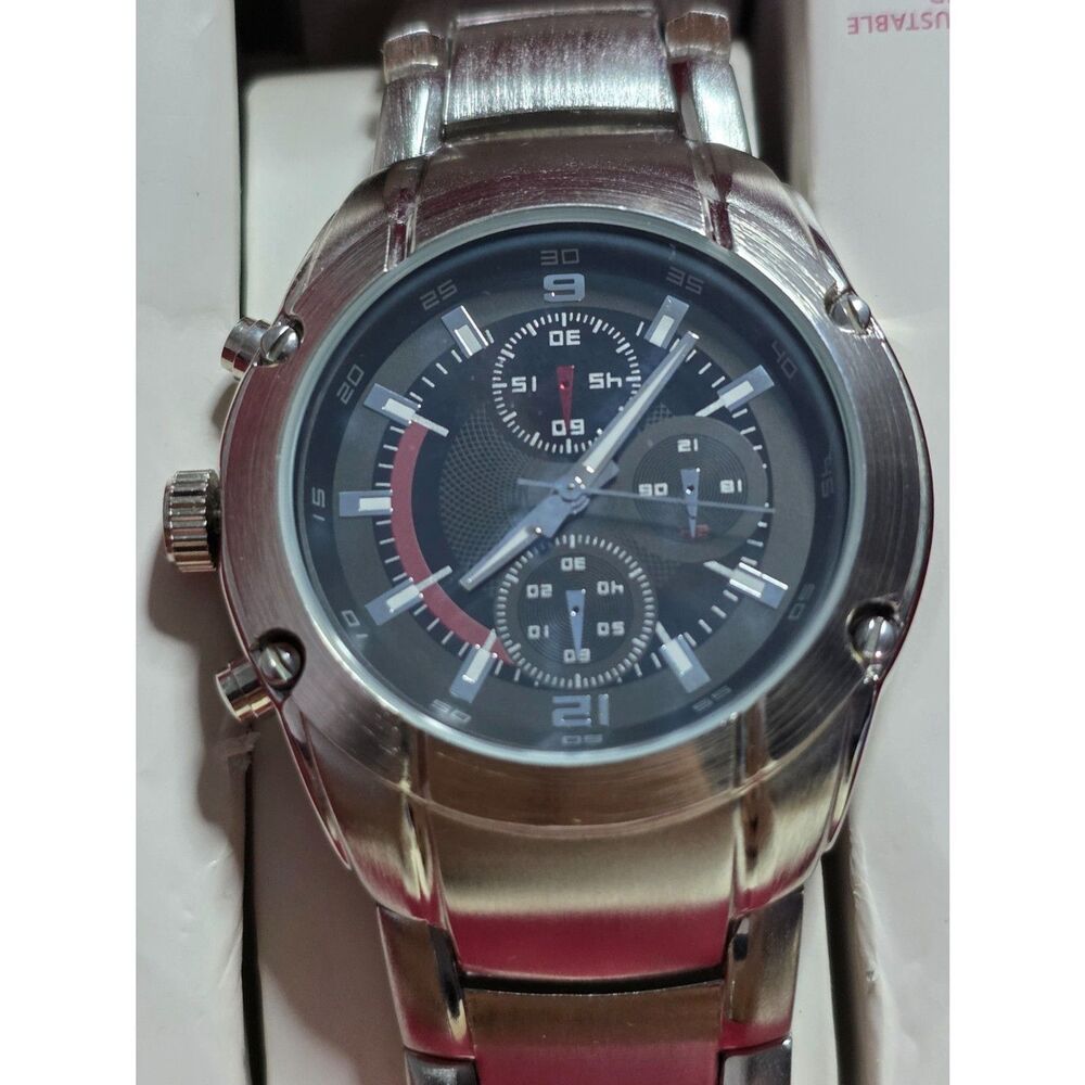 Merona Mens Chronograph Style Stainless Steel Quartz Watch New Old Stock